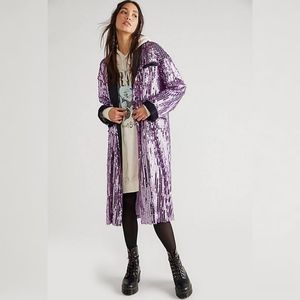 Free People Purple Ella Sequin Duster